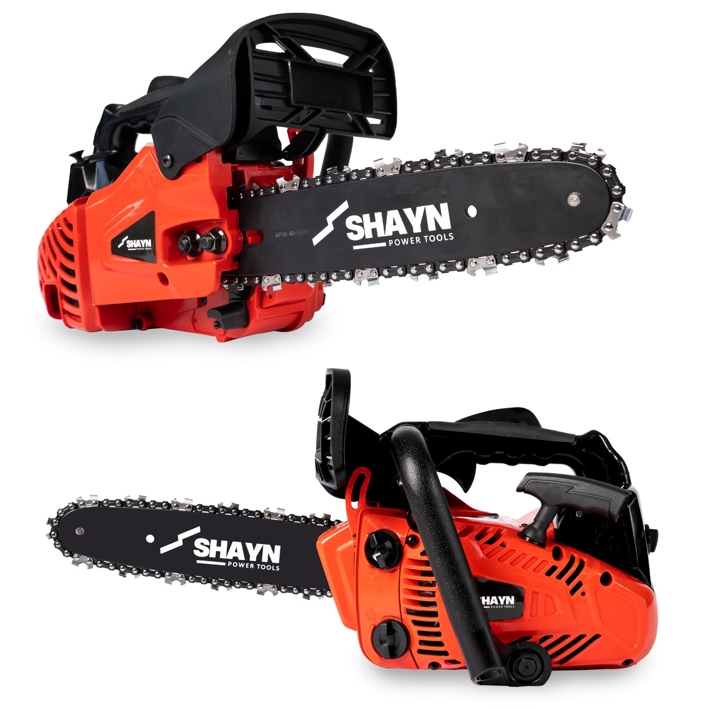 SHAYN 25.4cc Petrol Chainsaw 2-Stroke Top Handle Chain Saw with 10” Bar & Two Chains