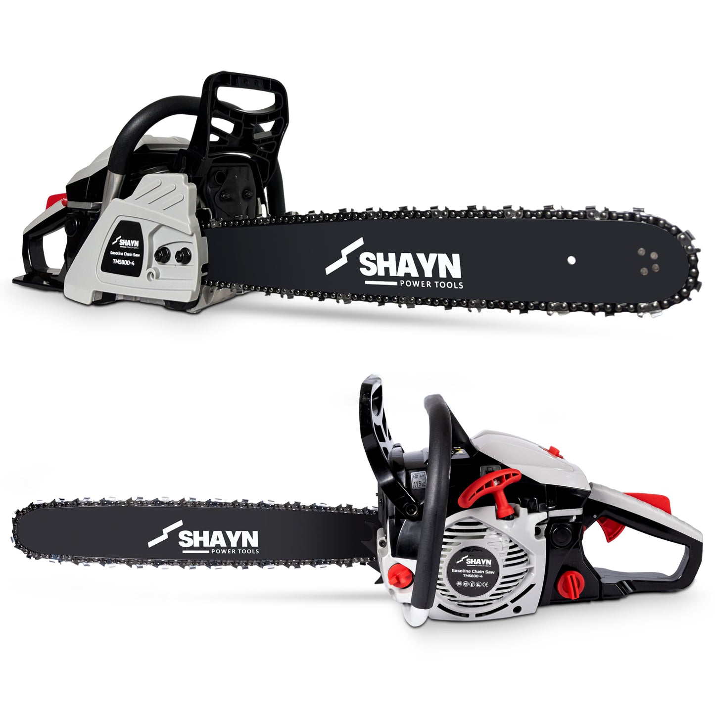 Petrol Chainsaw 58 cc 20" Bar & 2 Chains 2 Stroke Easy-Start 3.6HP Storage Bag