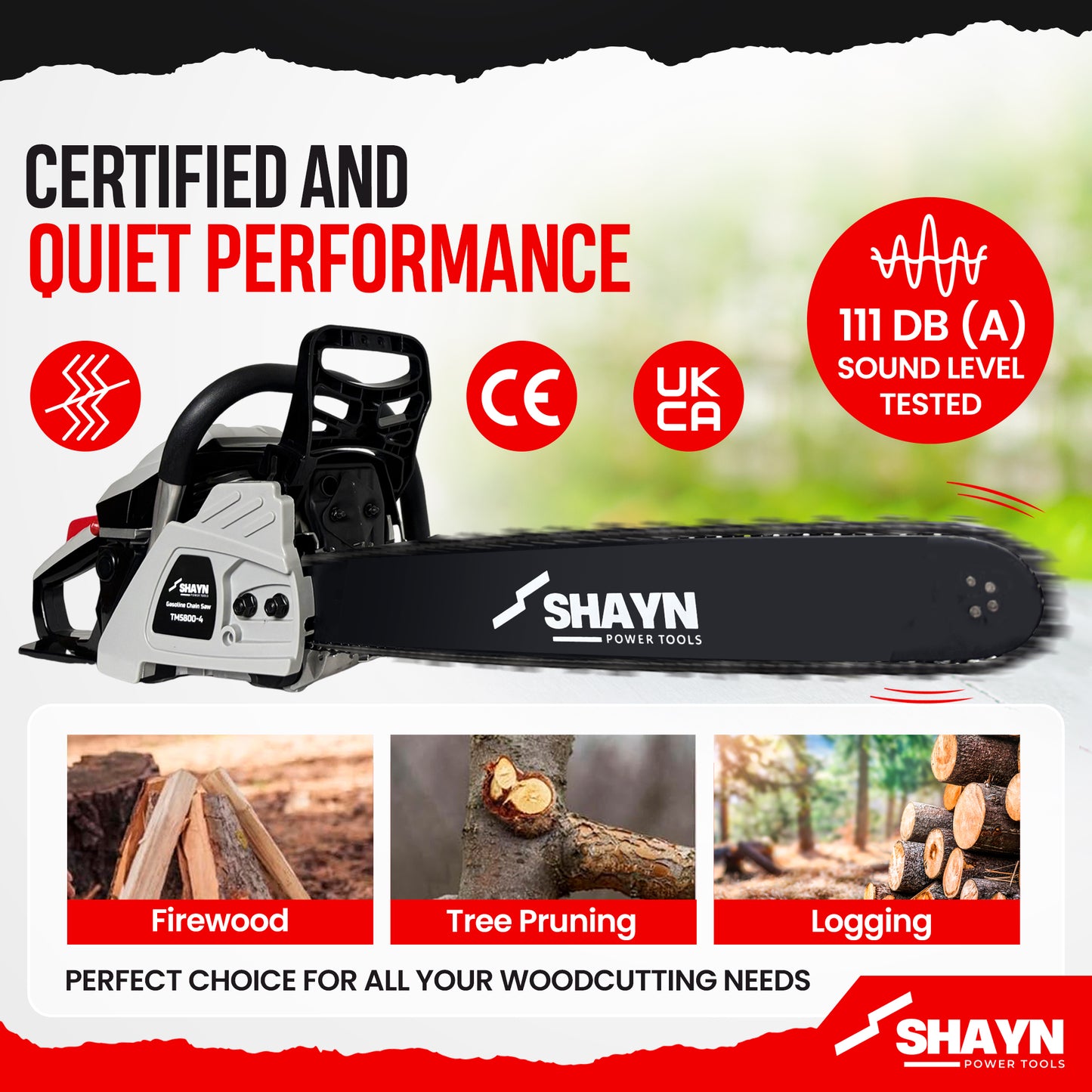 Petrol Chainsaw 54.5 cc 20" Bar & 3 Chains 2 Stroke Easy-Start 3.6HP Storage Bag