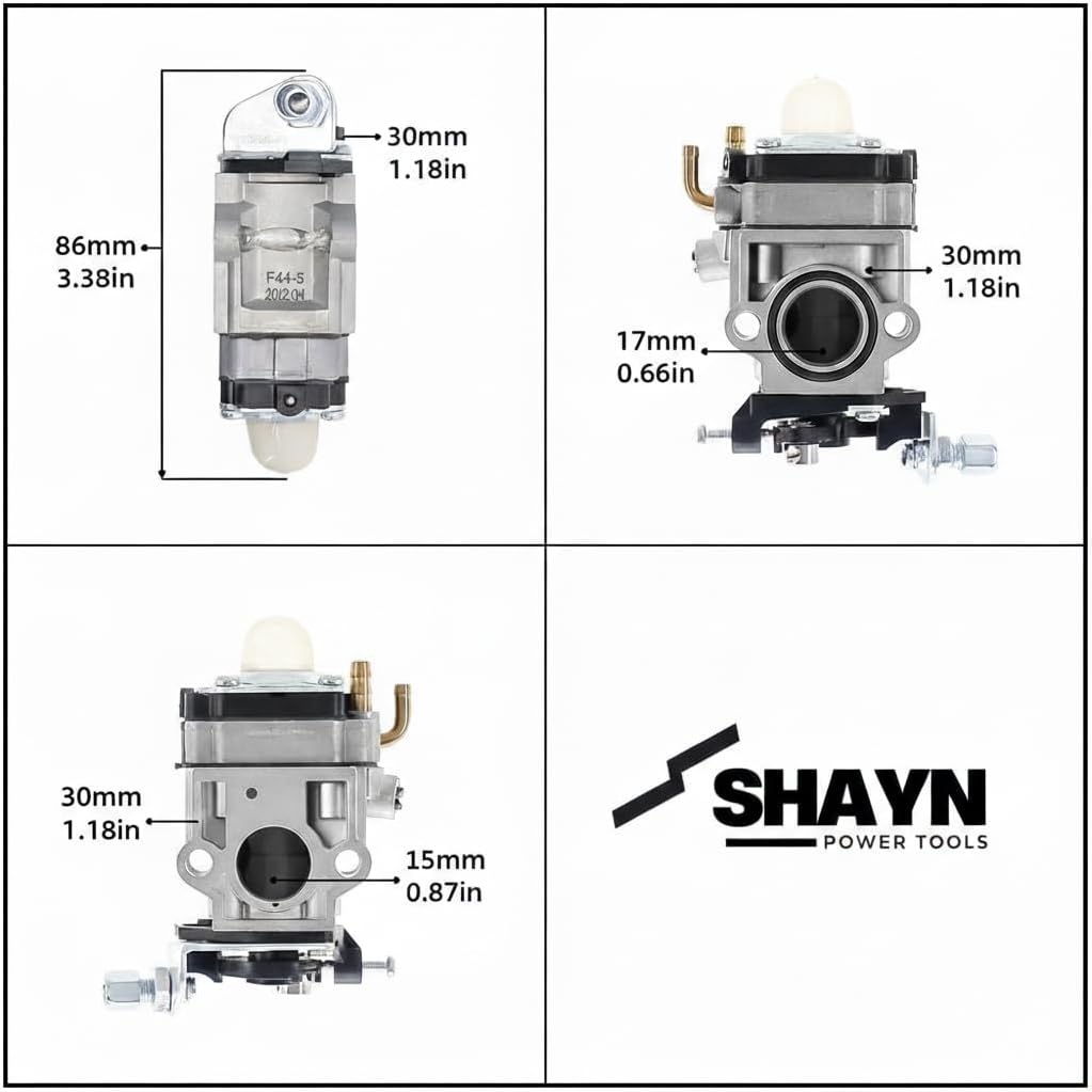 SHAYN Strimmer Carburettor 47cc 49cc 52cc 2-Stroke Engine Replacement - Universal Carburetor Carb - 32mm Mount 17mm Intake - Easy Install Repair Part for Brush Cutter Weed Eater Trimmer