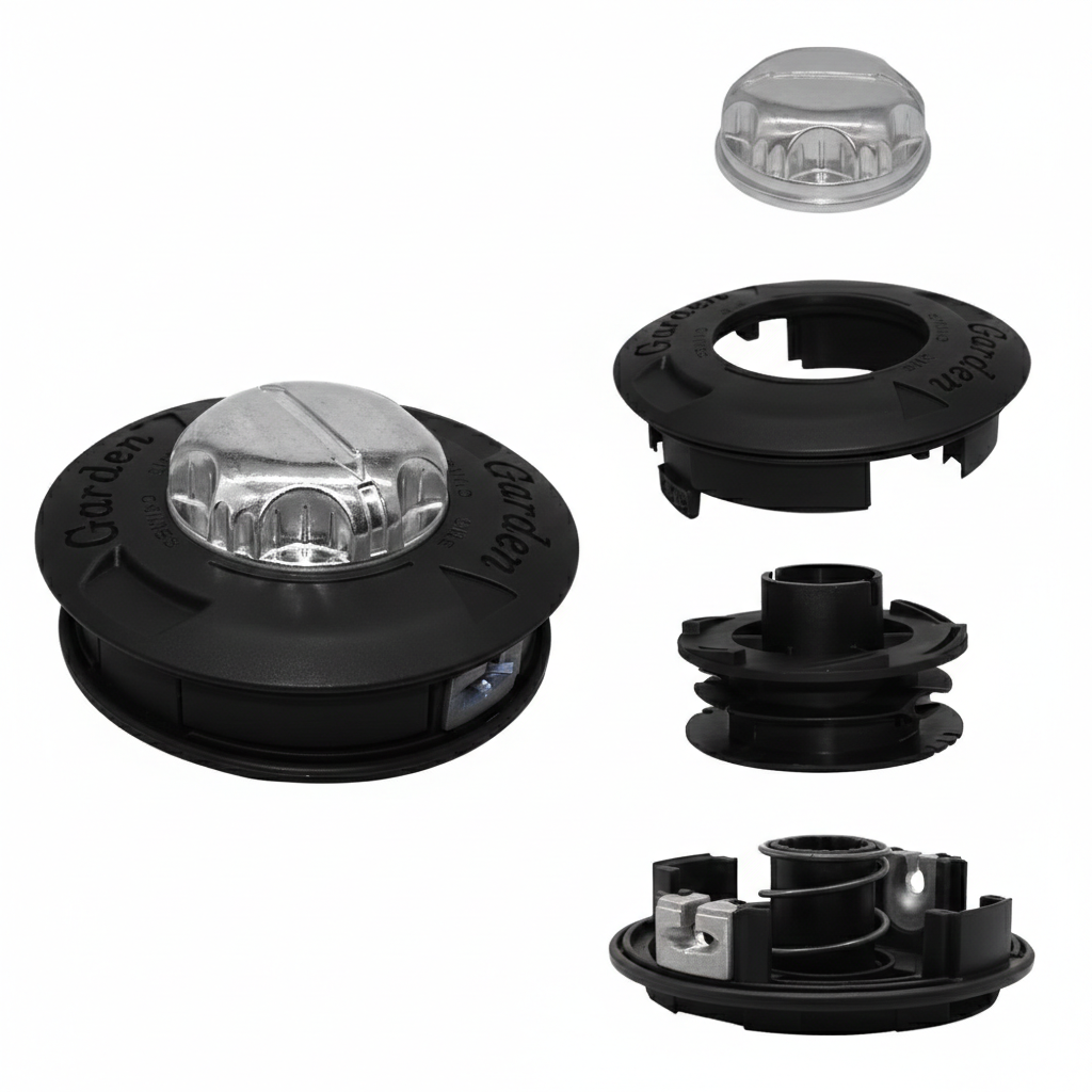 SHAYN Strimmer Heads Universal M10 x 1.25 Left Hand Thread Replacement - Heavy Duty 2 Line Bump Feed Petrol Strimmer Head with 15m, 2.4mm Line - Wire Trimming Head Spool + Extra Line