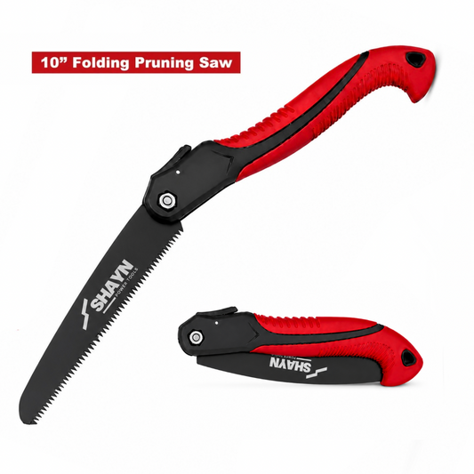 SHAYN 10” Folding Pruning Saw – Sharp Triple-Ground Blade, Locking Folding Hand Saw for Tree Branches, Gardening, Camping & Outdoor Use
