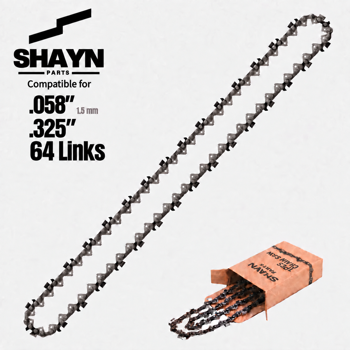 SHAYN Parts 15 inch .325 .058 64DL replacement chainsaw chain