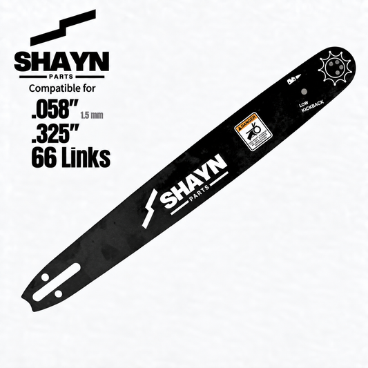 SHAYN 16 inch replacement guide bar for Solo 647, .325 pitch, .058 gauge, K095 mount
